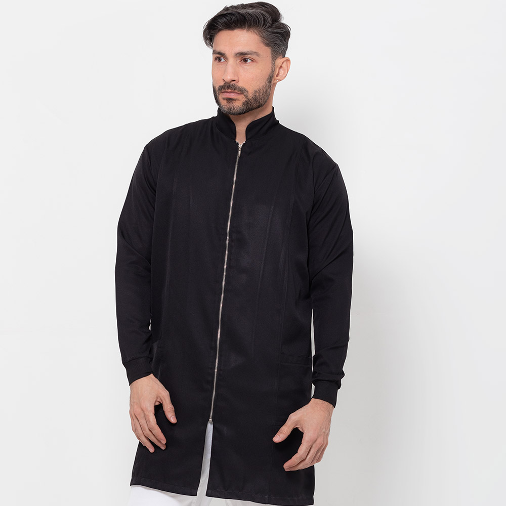 Jaleco Slim Ziper Gola Padre Masculino Preto