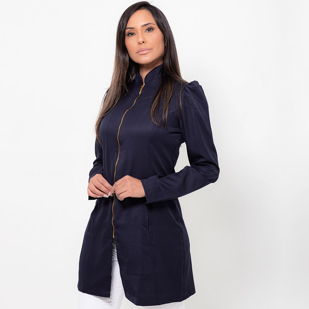 Jaleco Slim Ziper Manga Longa Princesa Azul