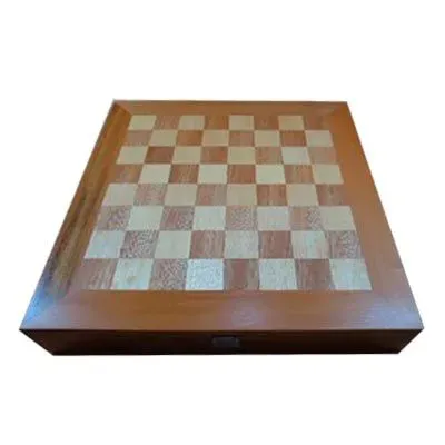 Jogo de Xadrez e Dama em Estojo Marchetaria