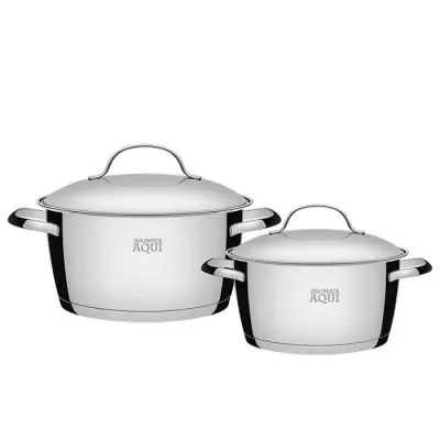 Jogo Panelas Aco Inox 2 Pcs Allegra Tramontina