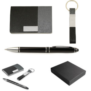 KEX 0180 - Kit executivo porta cartão, chaveiro e esferográfica personalizado