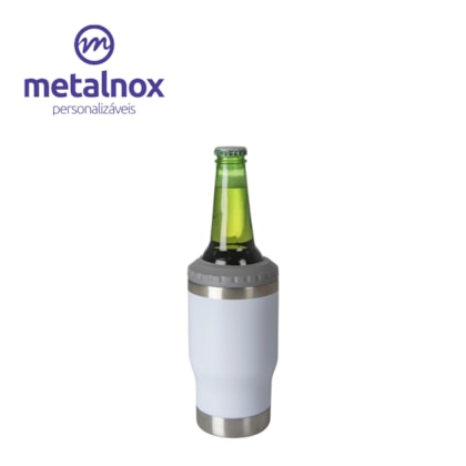 Kit 1 Copo Termico Inox Branco C/Abridor Cerveja 4 Em 1 420ml