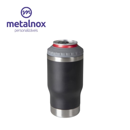 Kit 1 Copo Termico Inox Preto C/Abridor Cerveja 4 Em 1 420ml