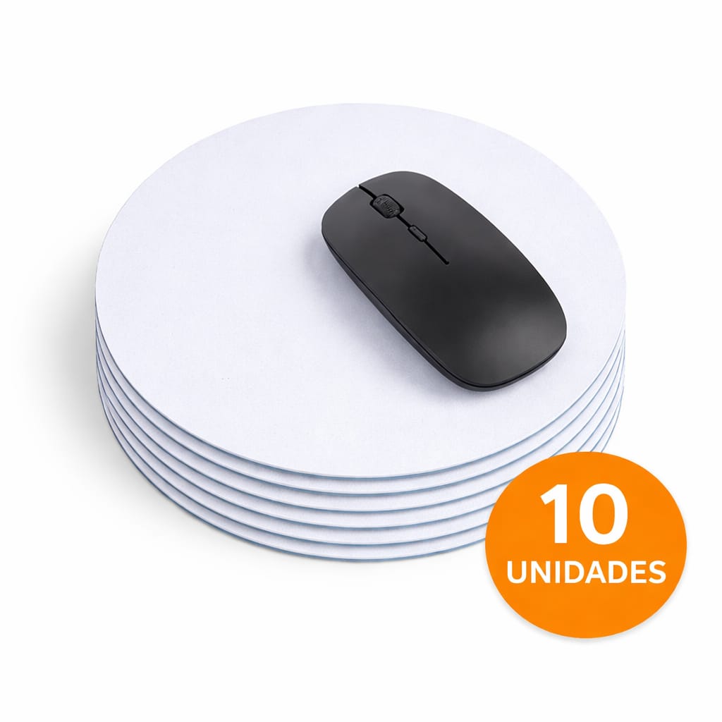 Kit 10 Mouse Pad Redondo 20cm em Látex para Sublimação