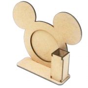 Kit 10 porta retrato mickey mdf foto 7cm porta lápis caneta