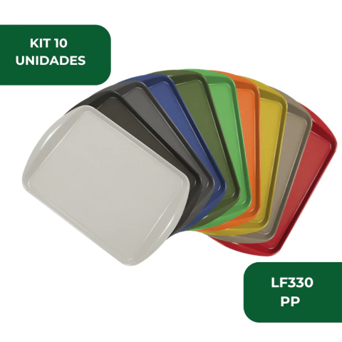 Kit 10 Un Bandeja Plástica Para Lanches e Hambúrgueres LF330 44x30 em PP Fast-Food Restaurante