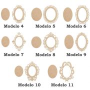 Kit 15 Moldura placa mdf Oval 14 cm c fundo opção 8 modelos