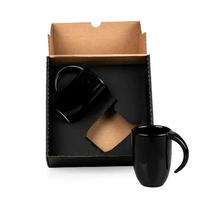 Kit 2 Canecas em Ceramica Preta 350ml