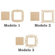 Kit 20 moldura quadrinho mdf 14cm com fundo opção 3 modelos