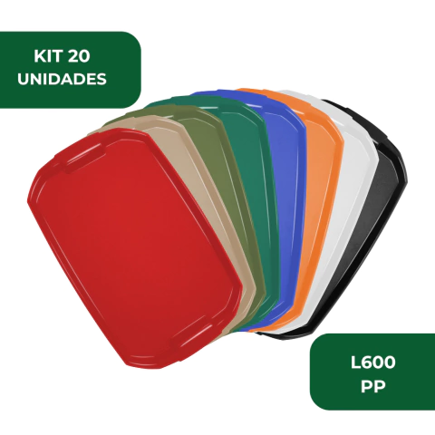 Kit 20 Un Bandeja L600 PP 49x31 Self Service Fast Food Restaurante