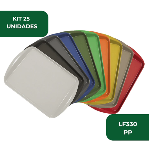 Kit 25 Un Bandeja Plástica Resistente Self Service Restaurante Fast Food LF330 44x30 em PP Fast Food
