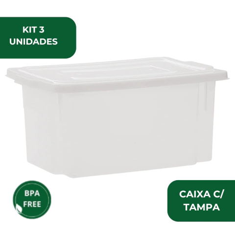 Kit 3 Caixa Alimentícia 12L Frigorifica Com Tampa Multiuso Pro