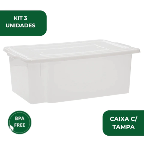 Kit 3 Caixa Alimentícia 25L Frigorifica Com Tampa Multiuso