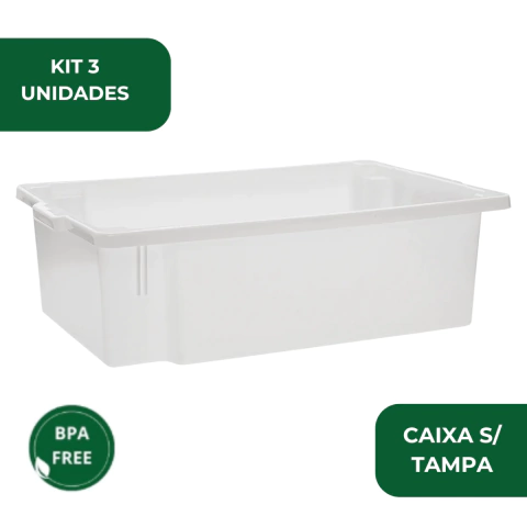 Kit 3 Caixa Alimentícia 45L Frigorifica Empilhar Multiuso Pro
