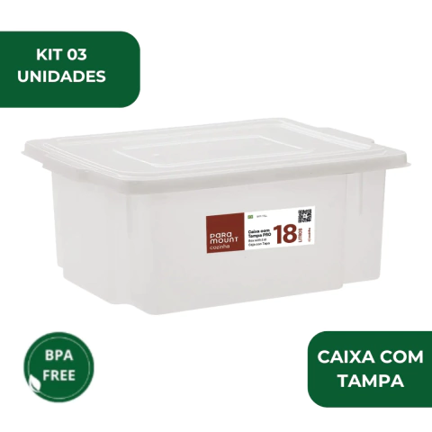 Kit 3 Caixas Alimentícia com Tampa 18 litros Frigorífica Multiuso Para Resfriamento Empilhar