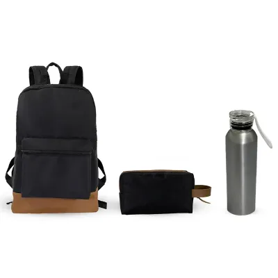 Kit 3 Mochila Necessaire e Squeeze