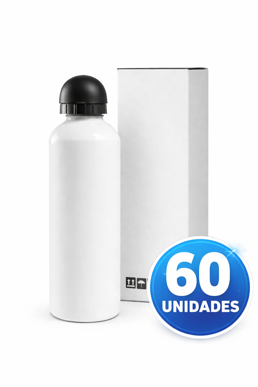 Kit 60 Squeeze Bolinha 750ml para Sublimação com Caixa