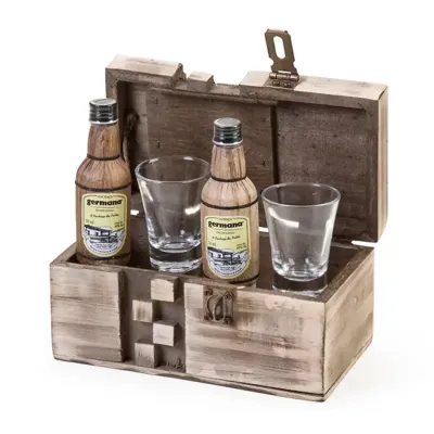 Kit Cachaca em Caixa de Madeira Kc824