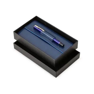 kit caderno e caneta azul