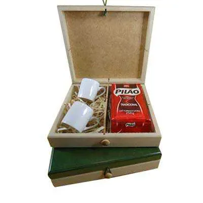 Kit Cafe Caixa Mdf e Tampa em Verde Acetinado