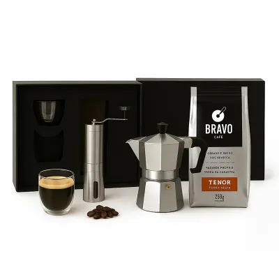 Kit Cafe Com Cafeteira Italiana Personalizada
