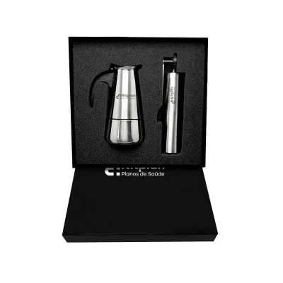 Kit Cafe Com Moedor Manual em Inox Personalizado