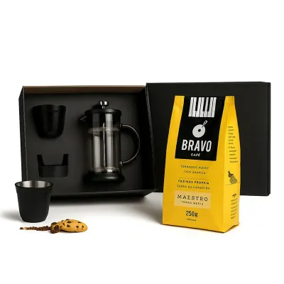 Kit Cafe Personalizado Com Cafeteira Francesa