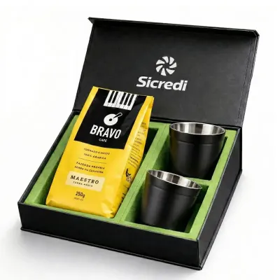 Kit Cafe Personalizado Com Copos de Inox
