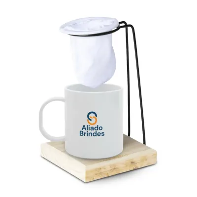 Kit Café Suporte de Madeira e Xícara Personalizada: AL19