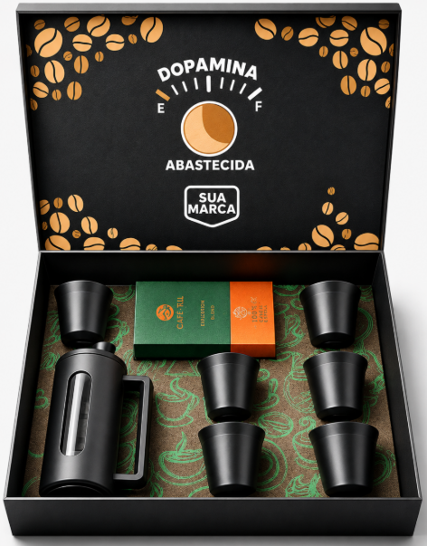 KIT CAFETEIRA E CONJUNTO DE COPOS - 7 PÇS (não acompanha café)