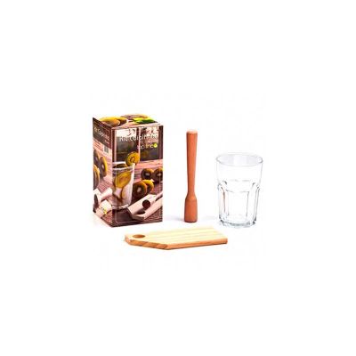 Kit Caipirinha Personalizado 3 Pecas Conjunto Composto Por 01 Copo de Vidro 400 ml 01 Socador de m