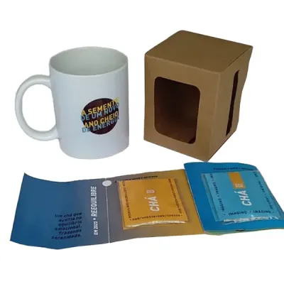 Kit Caneca Cha Personalizado Brinde Corporativo Com Cha