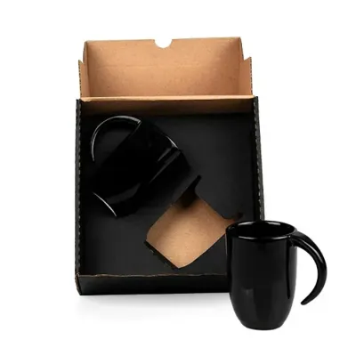 Kit Canecas em Ceramica Preta 350ml