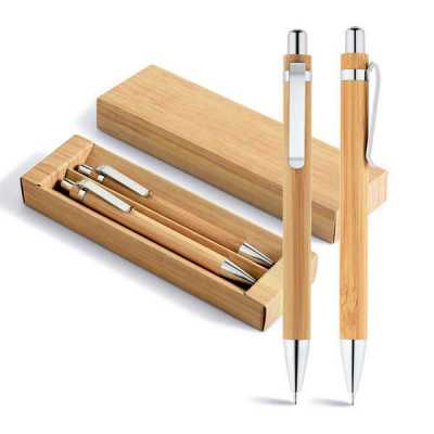 Kit Caneta e Lapiseira em Bambu Personalizado