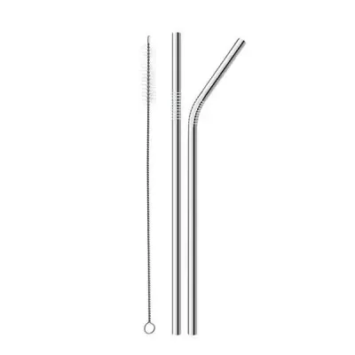 Kit Canudo Ecologico Inox Com 3 Pecas Canudo Reto Canudo Curvo e Escova
