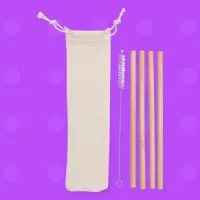 Kit Canudos De Bambu Personalizado