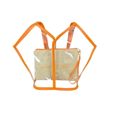 Kit Capri com Bolsa Transparente e Clutch - detalhe laranja