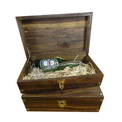 Kit Cerveja em Caixa de Pinus Envelhecido