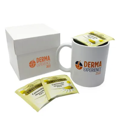 Kit Cha Com Caneca de Ceramica Personalizado