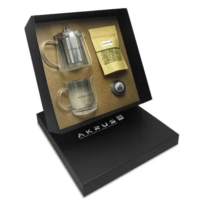 Kit Cha Com Chaleira de Vidro Personalizada