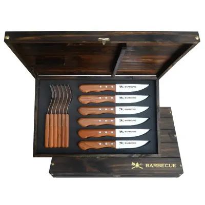 Kit Churrasco 12 Pecas em Estojo de Madeira