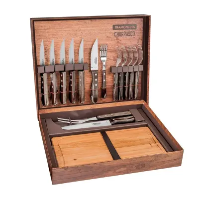 Kit churrasco 16 peças KE21199 em estojo