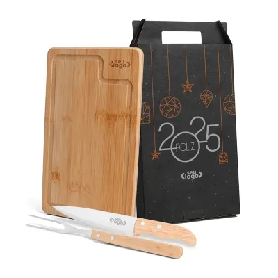 Kit Churrasco 3 Pcs Com Tabua 32cm
