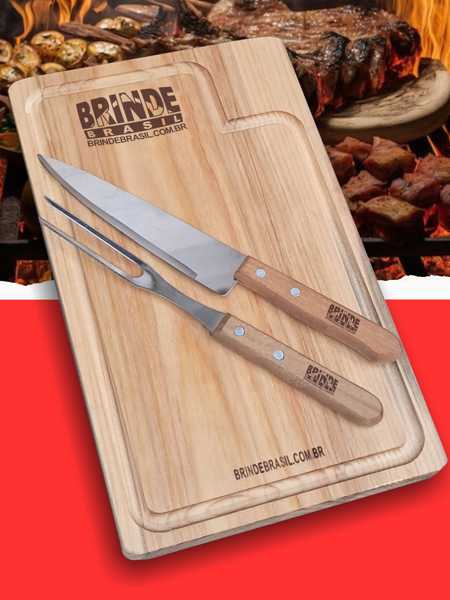 Kit Churrasco 3 Peças Tábua Garfo Faca Porto Alegre Florianópolis Rio de Janeiro