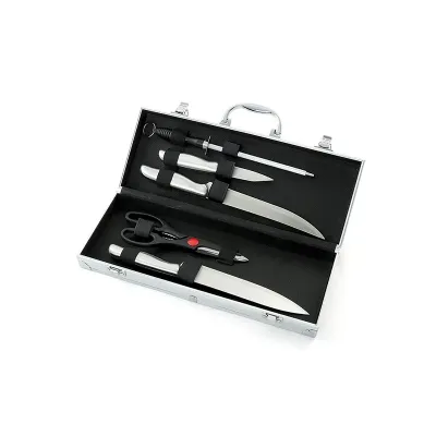 Kit churrasco 5 peças em maleta de alumínio