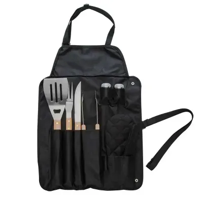 Kit Churrasco 8 Pecas Com Avental Personalizado