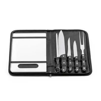 Kit Churrasco Aço Inox E Tábua