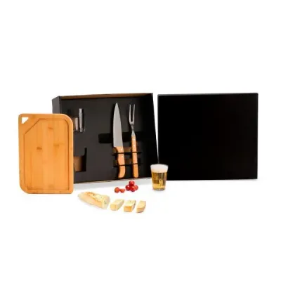 Kit Churrasco Bambu com 2 Copos Faca e Garfo
