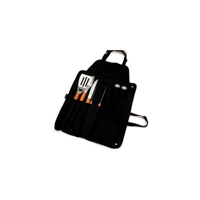 Kit Churrasco Com Avental Com 7 Pecas e Detalhes em Madeira no Cabo e Avental Personalizamos a lo