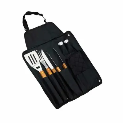 Kit Churrasco Com Avental Preto ou Verde